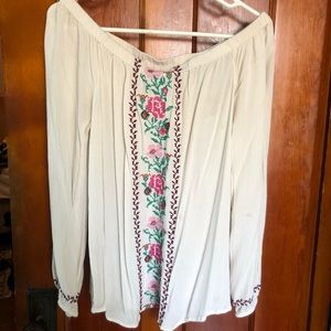 Off the shoulder long sleeve blouse